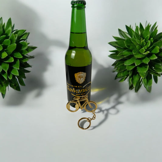 Schlüsselanhänger I Bieröffner Fahrrad I 23,8K vergoldet